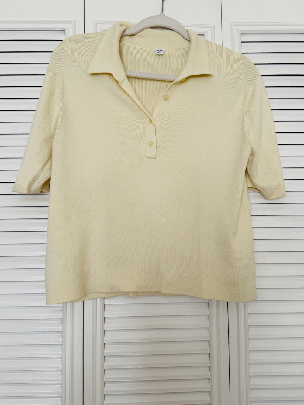 Uniqlo Polo Short Sleeve Top, Light Yellow, Medium